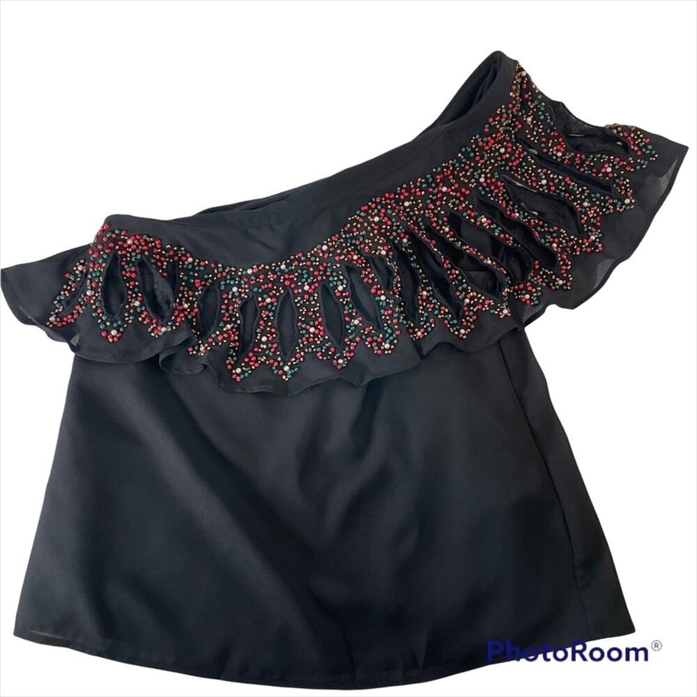 Chloe Oliver Anthropology beaded one shoulder top NWT Small